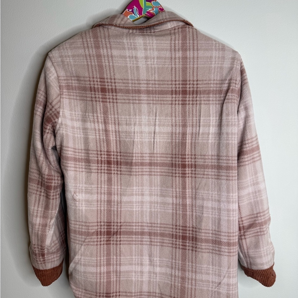 Love Tree | Reversible Corduroy Button-Up Jacket - Dark Orange, and Pink Plaid - Picture 14 of 14